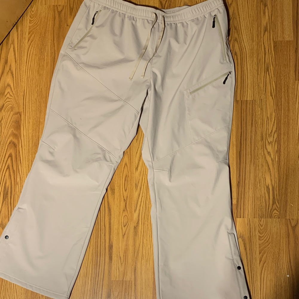 Baleaf Light Beige Men's Fleece Lined Waterproof Resistant pant with Zip Pockets